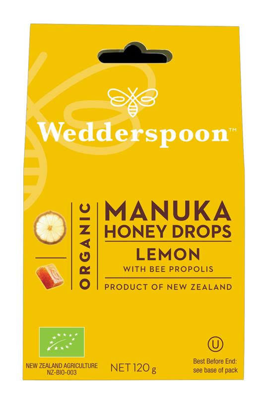 Bomboane (Dropsuri) Raw cu Miere de Manuka, Lamaie si Propolis Wedderspoon 120gr