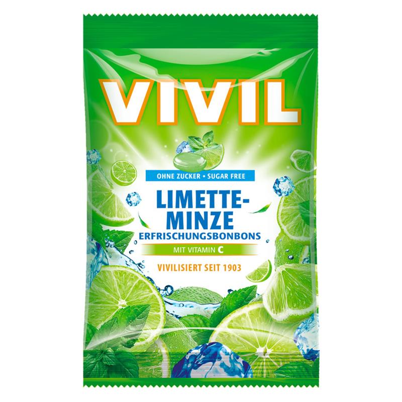 Bomboane Lime si Menta cu Vitamina C Fara Zahar 80g Vivil