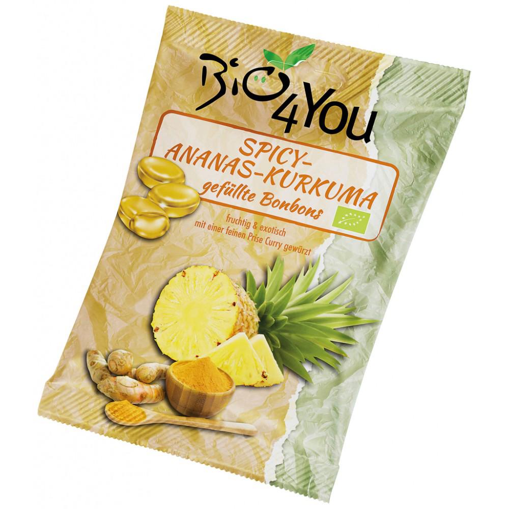 Bomboane Usor Picante cu Ananas si Curcuma Bio 75 grame Bio4You
