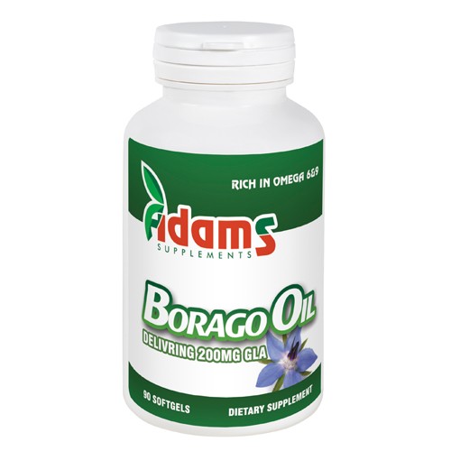 Borago Oil (Limba Mielului) 1000 miligrame 90 capsule Adams Vision