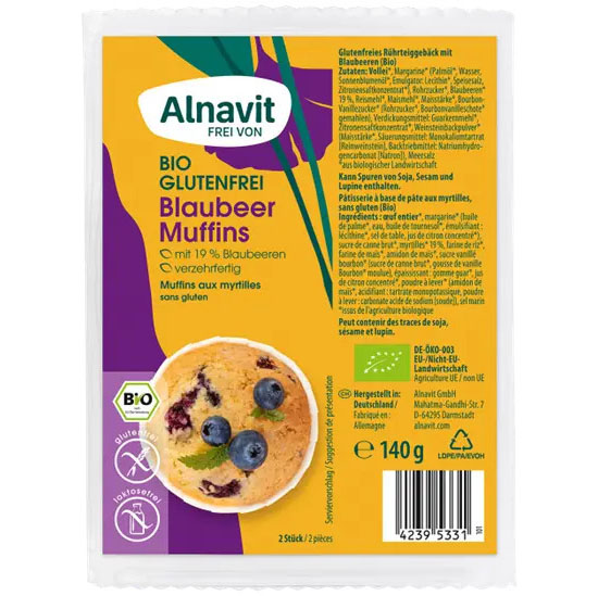 Briose cu Afine Fara Gluten Bio 140 grame Alnavit
