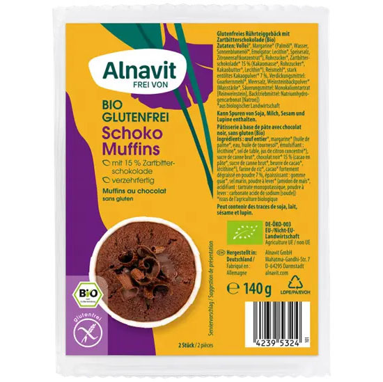 Briose cu Ciocolata Fara Gluten Bio 140 grame Alnavit