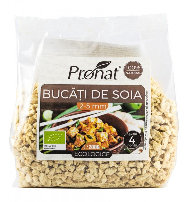 Bucati de Soia 2-5mm Bio 200gr Pronat