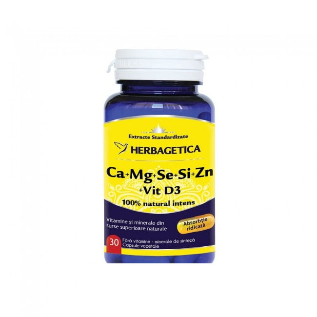 CA MG SE SI ZN cu Vitamina D3 Herbagetica 30cps