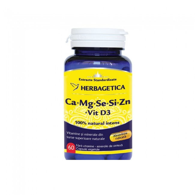 CA MG SE SI ZN cu Vitamina D3 Herbagetica 60cps
