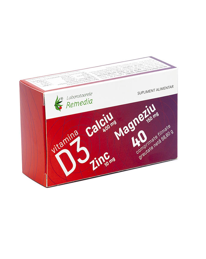 Ca + Mg + Zn + Vitamina D3 40 comprimate Remedia