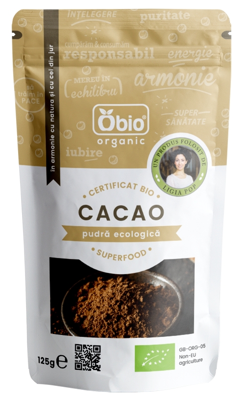 Cacao Pudra Raw Bio Obio 125gr