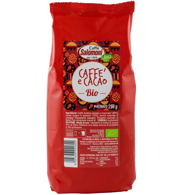 Cafea si Cacao Macinata Bio 250 grame Salomoni