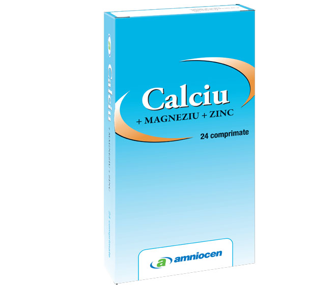 Calciu + Magneziu + Zinc 24 capsule Amniocen