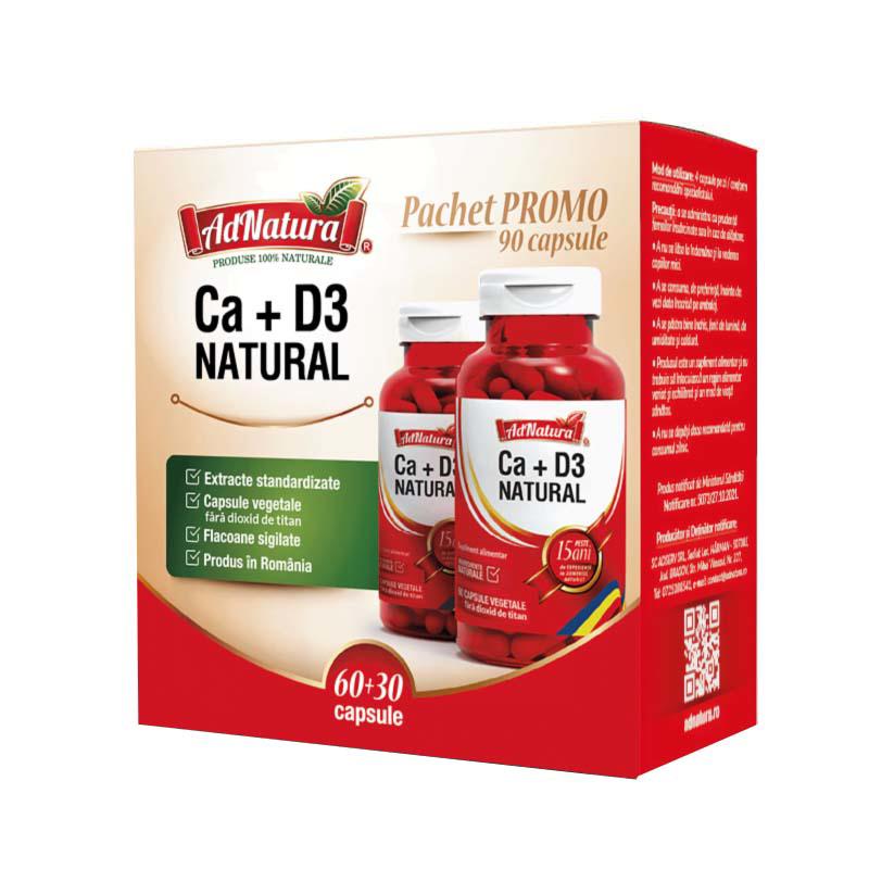 Calciu + Vitamina D3 Natural 90 capsule Adserv