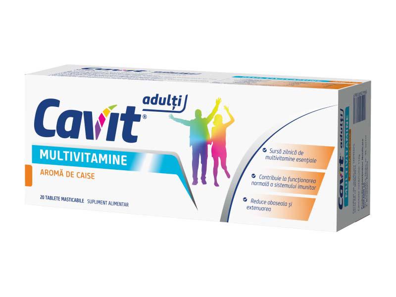 Cavit Adulti Multivitamine Aroma de Caise 20 comprimate masticabile Biofarm