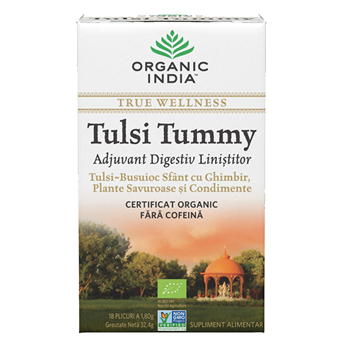 Ceai Digestiv cu Ghimbir si Plante Savuroase cu Condimente Tulsi Tummy Bio 18pl Organic India