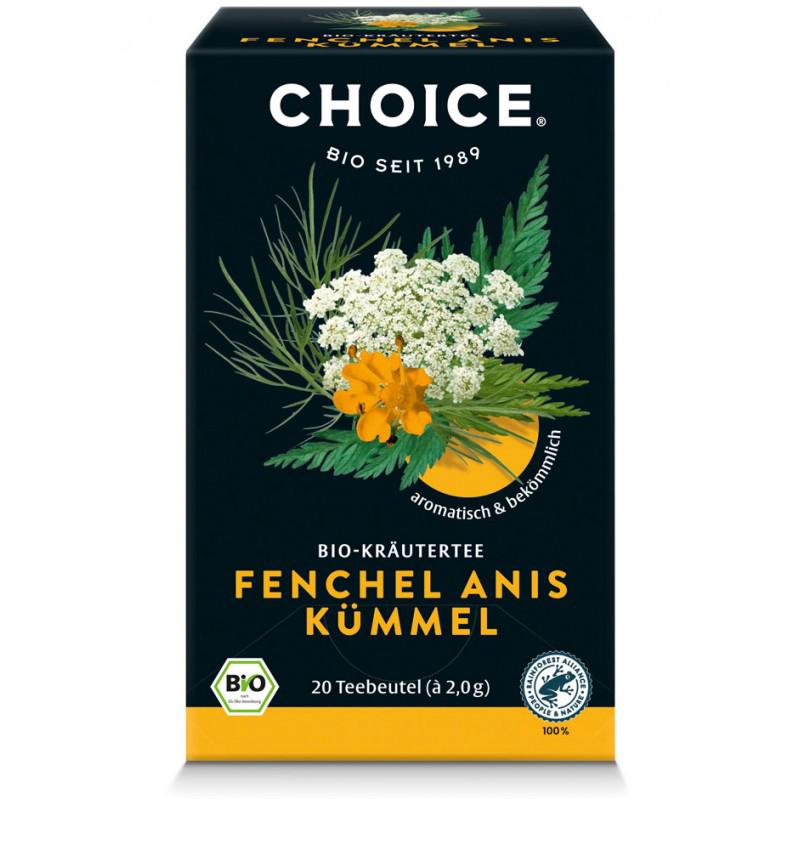 Ceai din Plante Fenicul, Anason si Chimen Bio 20 pliculete x 2 grame Choice