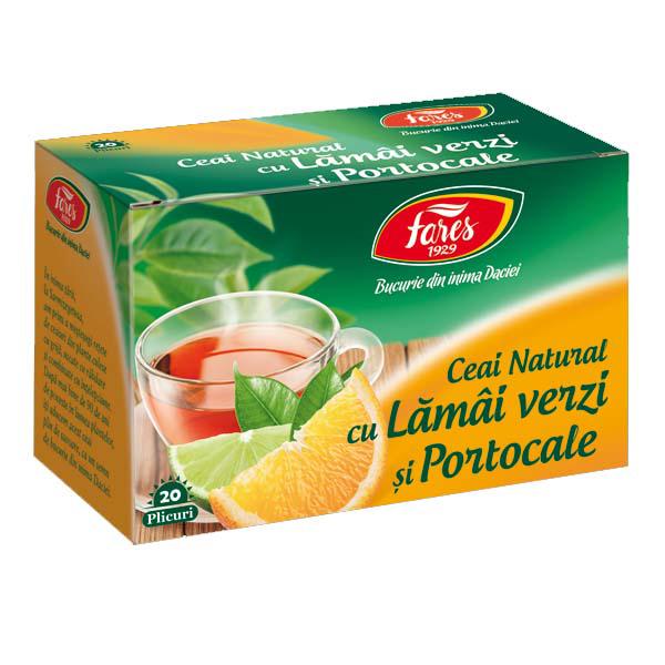 Ceai Natural Portocale si Lamai Verzi 20dz Fares