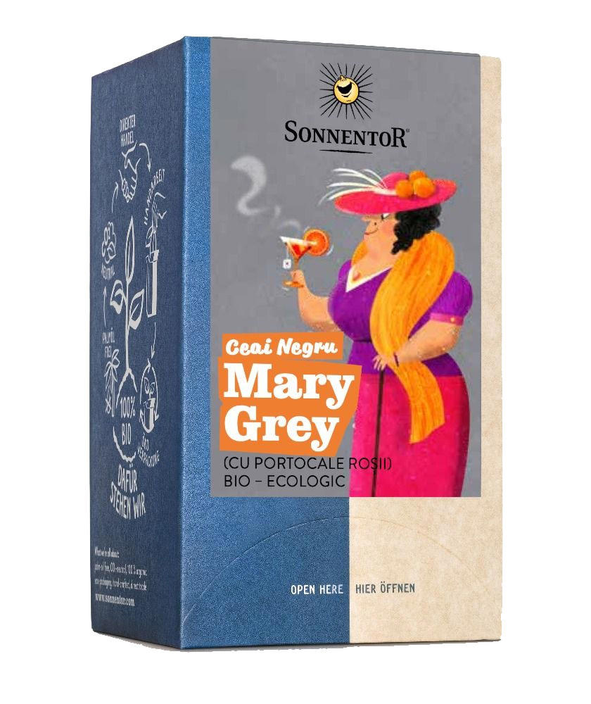 Ceai Negru Mary Grey cu Portocale Rosii Bio 18 plicuri Sonnentor