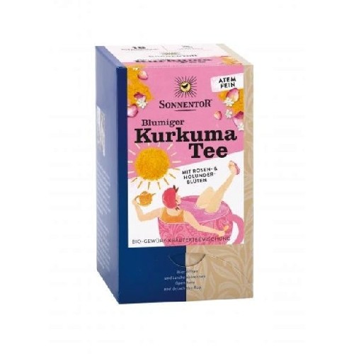 Ceai Turmeric Floral cu Flori Trandafir si Soc Eco Sonnentor 18dz