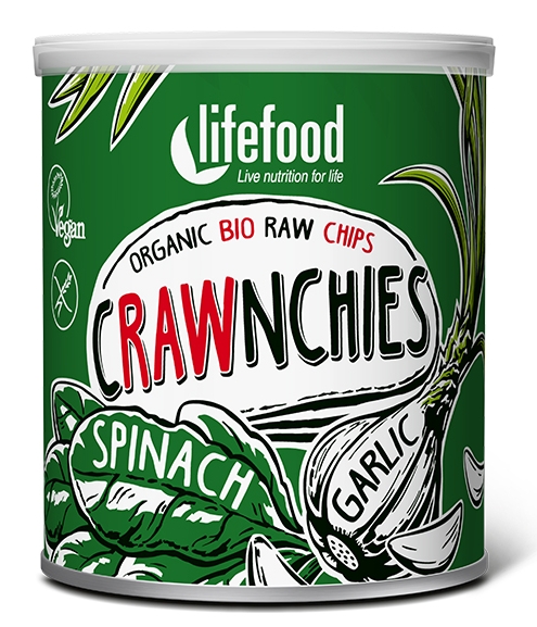 Chips Crawnchies cu Spanac si Usturoi Raw Bio Lifefood 30gr