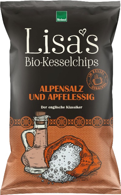 Chipsuri de Cartofi cu Sare din Alpi si Otet de Mere 110gr Lisa's