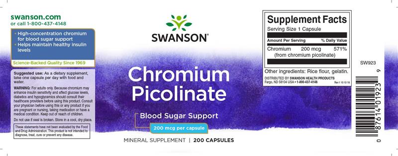 Chromium Picolinate 200 miligrame 200 capsule Swanson