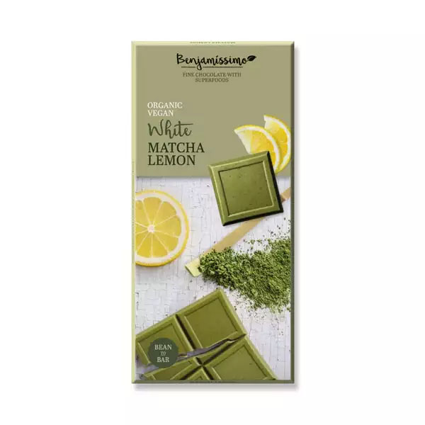 Ciocolata Alba cu Matcha si Lamaie Bio 70 grame Benjamissimo