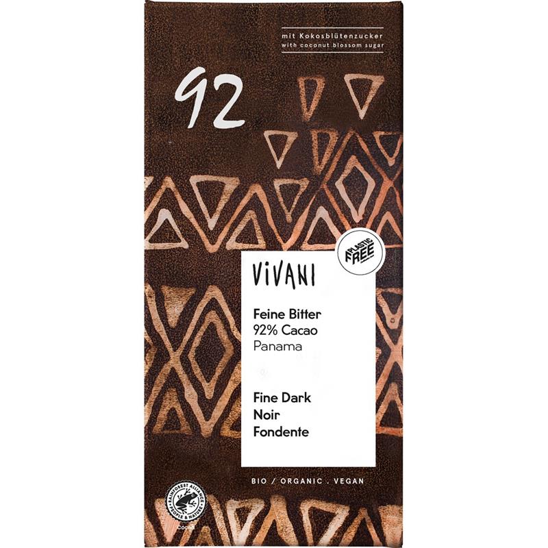 Ciocolata Amaruie 92% Cacao si Zahar de Cocos Vegana Bio 80 grame Vivani
