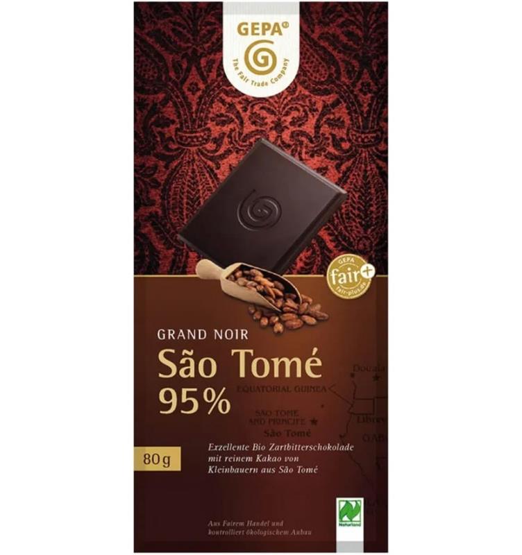Ciocolata Amaruie cu 95% Cacao Bio Sao Tome 80 grame Gepa