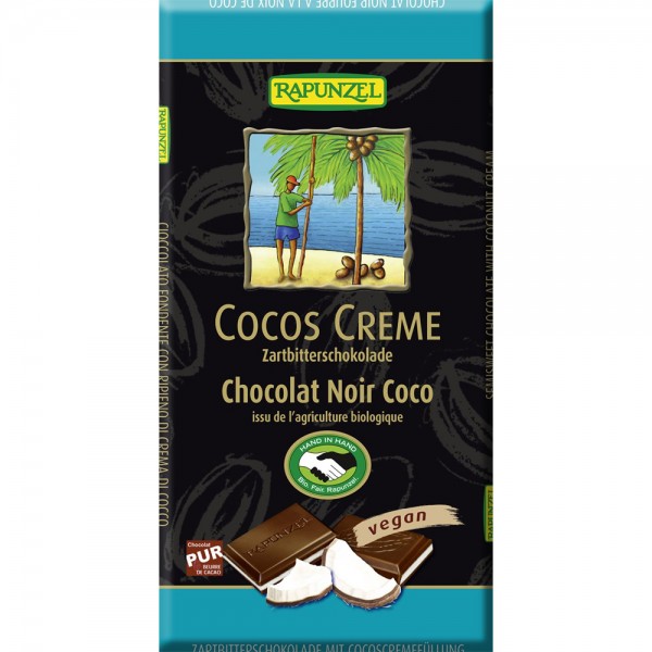 Ciocolata Amaruie cu Umplutura de Crema de Cocos Vegana Bio 100gr Rapunzel