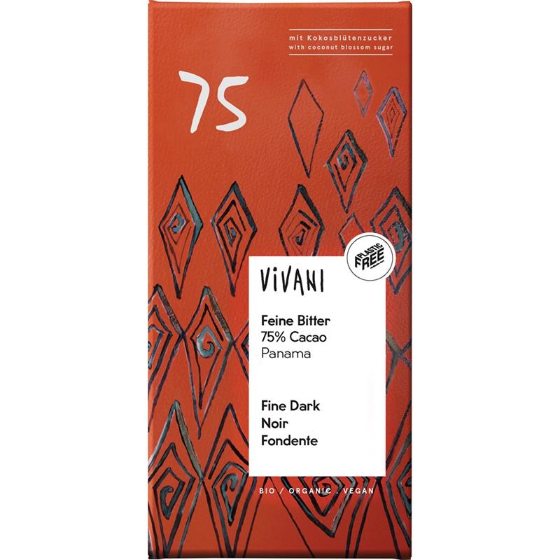Ciocolata Amaruie Fina 75% Cacao Bio Panama 80 grame Vivani