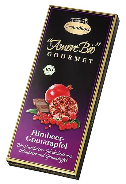 Ciocolata Bio Amaruie cu Zmeura si Rodie 55% Cacao Liebhart's 100gr