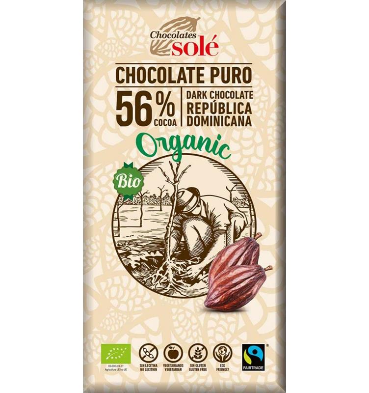 Ciocolata Bio Neagra cu 56% Cacao Pronat 100gr