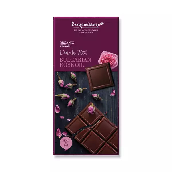 Ciocolata cu Apa de Trandafir Bio 70 grame Benjamissimo