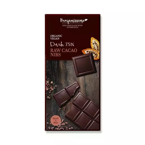 Ciocolata cu Cacao Nibs Bio 70 grame Benjamissimo