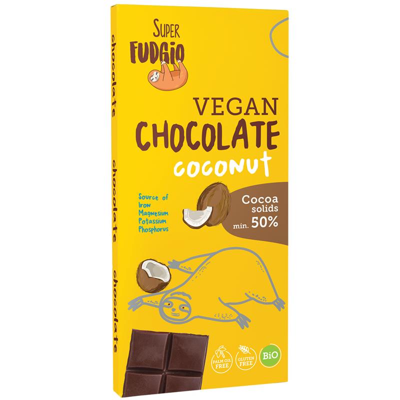 Ciocolata cu Lapte de Cocos Bio 80gr Super Fudgio