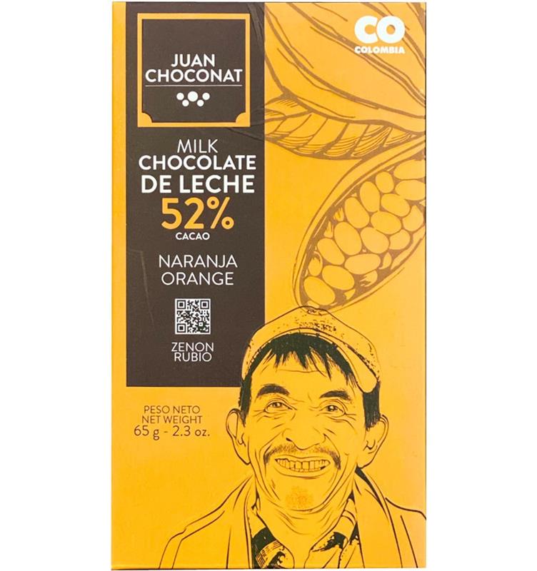 Ciocolata cu Lapte si Portocale 52 % Cacao 65 grame Juan Valdez