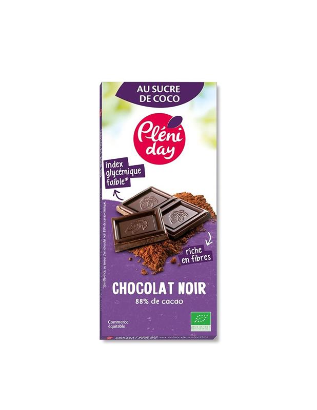 Ciocolata Neagra cu Continut Redus de Zahar Bio 100gr Pleniday