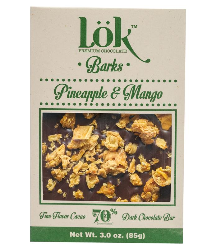Ciocolata Premium 70% Cacao cu Ananas si Mango 85 grame Lok Foods