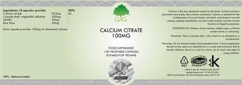 Citrat de Calciu 100mg 120cps G&G