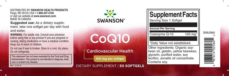 Coenzima Q10 100 miligrame 50 capsule Swanson