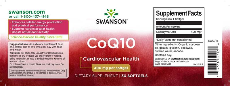 Coenzima Q10 400 miligrame 30 capsule Swanson