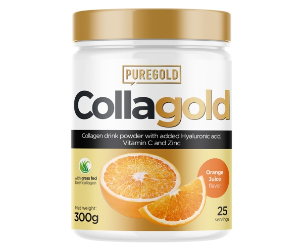 Colagen din Vita si Peste cu Acid Hialuronic Orange CollaGold 300 grame Pure Gold Protein