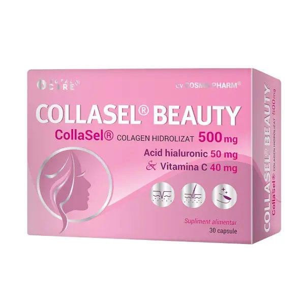 COLLASEL® BEAUTY – Colagen Hidrolizat + Acid Hialuronic & Vitamina C 30 capsule Cosmo Pharm