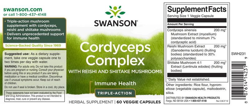 Cordyceps Complex cu Reishi si Shiitake 60 capsule Swanson