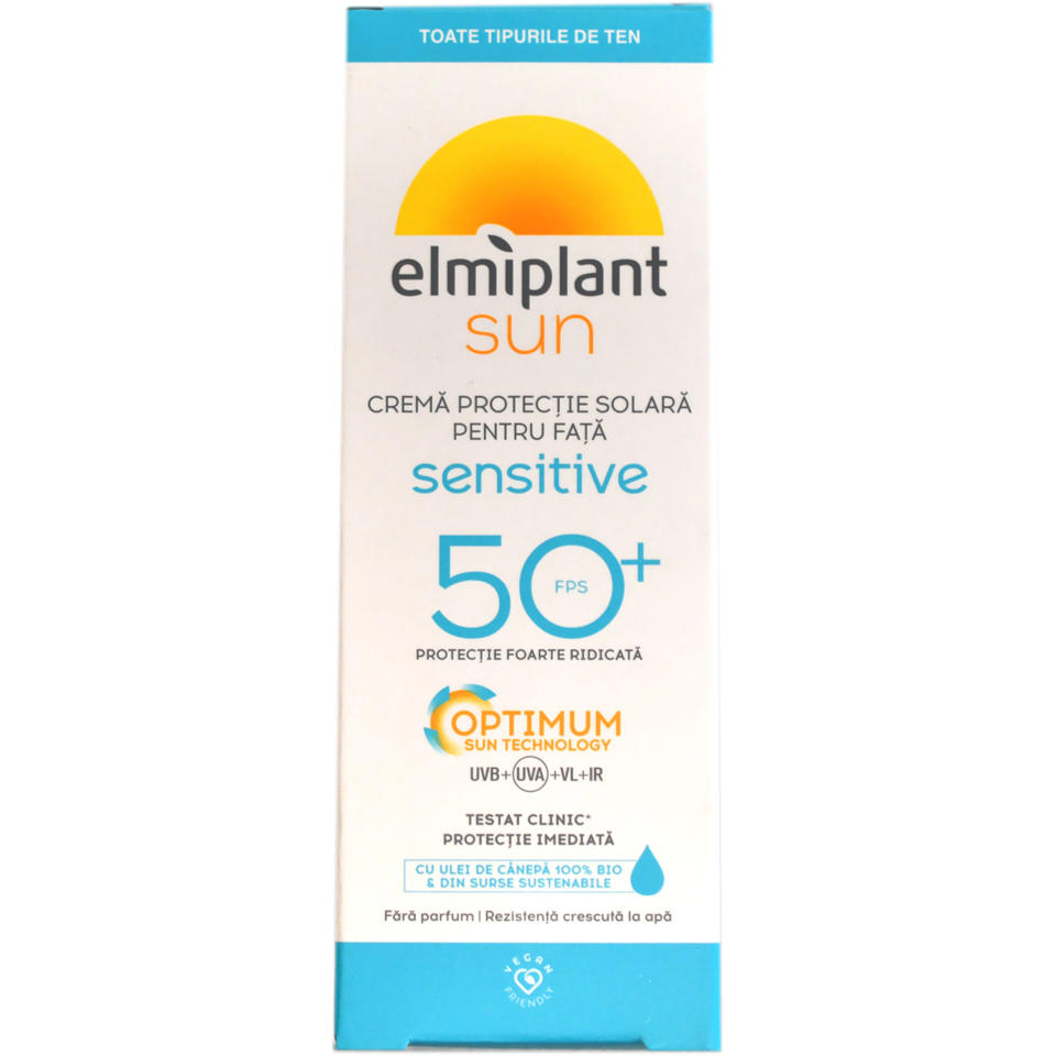 Crema pentru Fata cu Protectie Solara SPF 50+ Sun Sensitive 50 mililitri Elmiplant