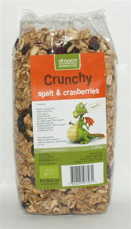 Crunchy cu Spelta si Merisor Bio Dragon Superfoods 300gr