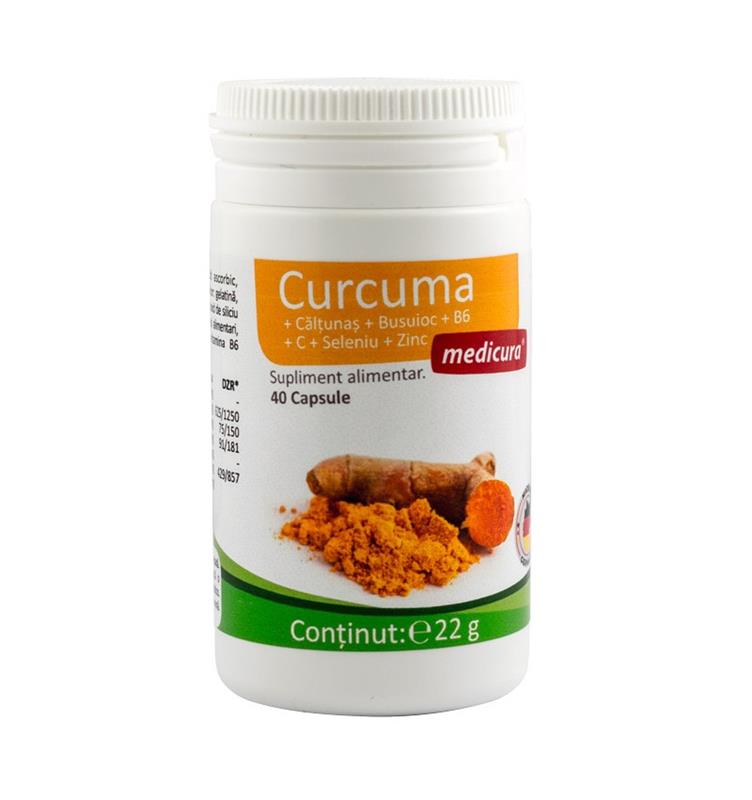 Curcuma + Caltunas + Busuioc + B6 + C + Seleniu + Zinc 40cps Medicura