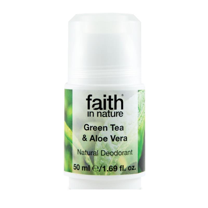 Deodorant Roll On Natural cu Ceai Verde si Aloe Vera 50 mililitri Faith In Nature