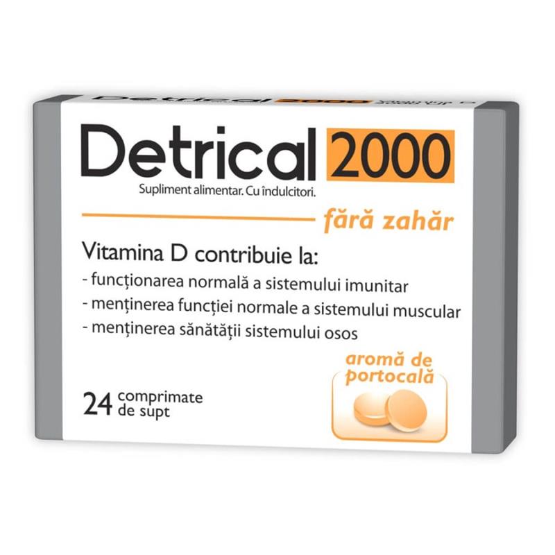 Detrical D3 2000UI Aroma Portocale Fara Zahar 24 comprimate Zdrovit