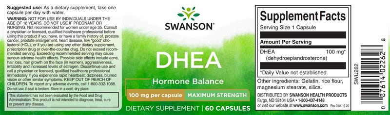 DHEA 100 miligrame 60 capsule Swanson