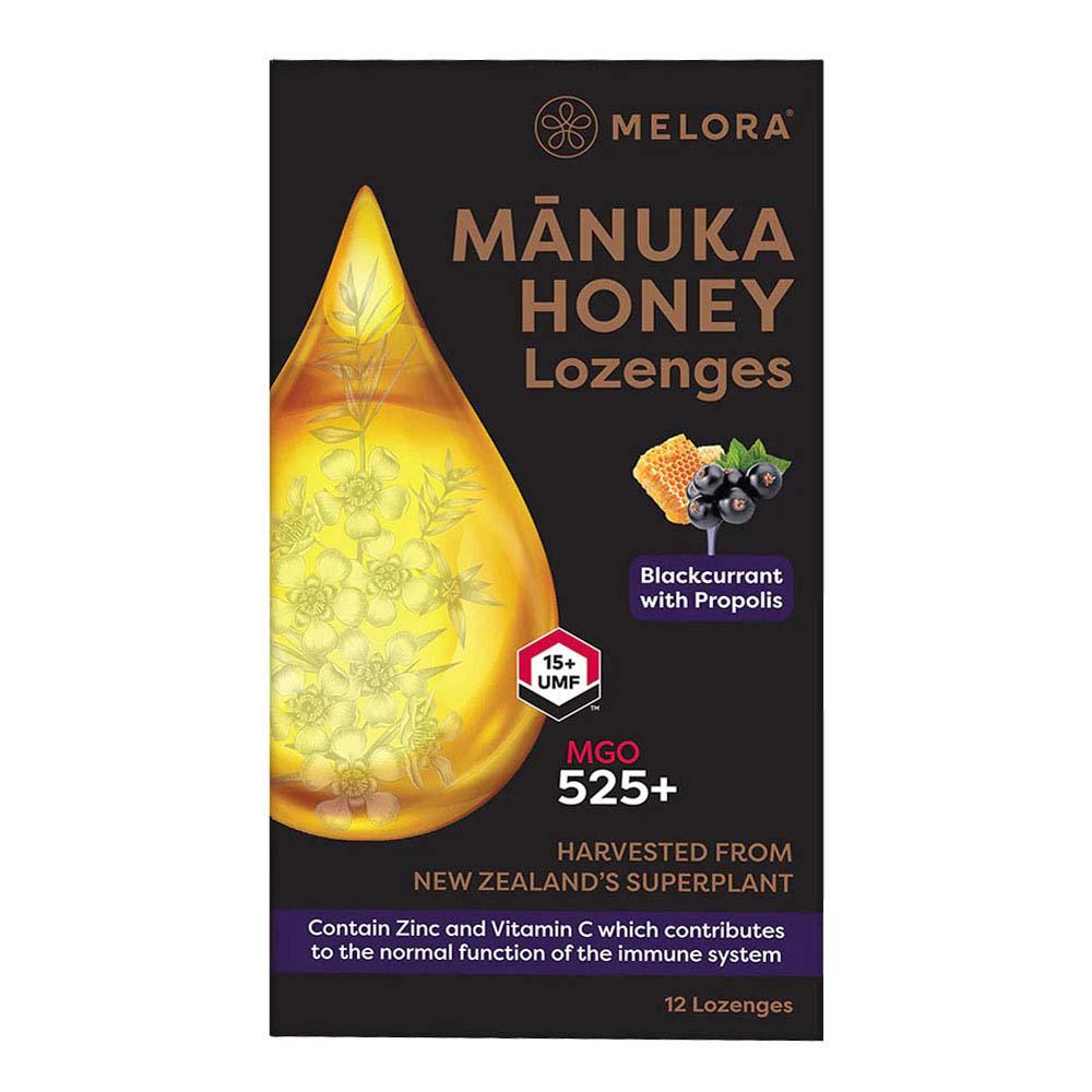 Dropsuri din Miere de Manuka MGO 525+ cu Coacaze Negre si Propolis 12 bucati Melora