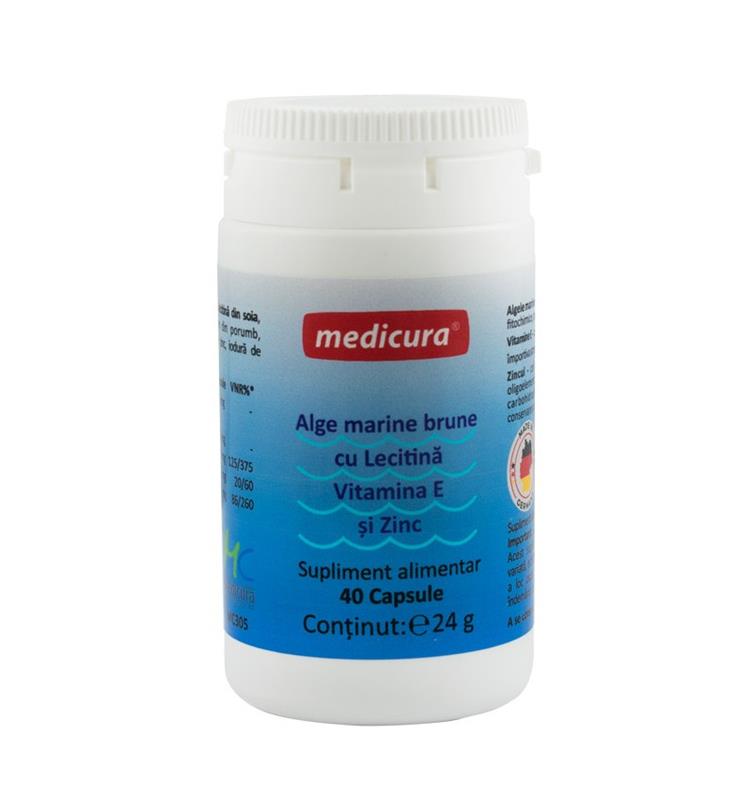 Extract de Alge Marine Brune cu Lecitina, Vitamina E si Zinc 40cps Medicura